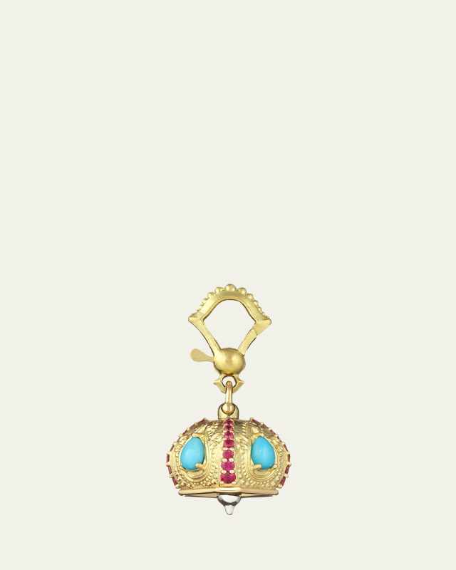 Turquoise and Ruby Raja Bell Charm